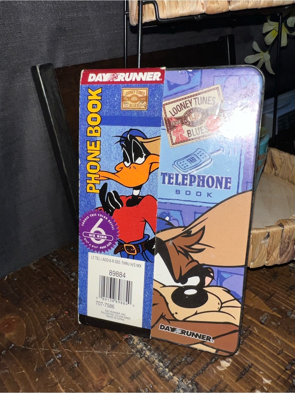Vintage Day Runner Looney Tunes Blue Telephone Address Book Daffy & Taz 1997 New